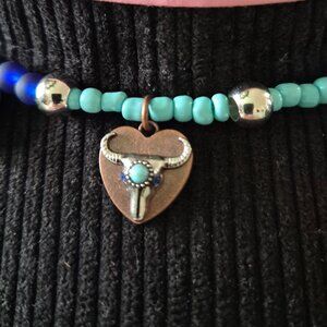 Southwestern Turquoise & Silver Beaded Hat Band Longhorn Pendant – Lonestar Luxe